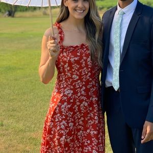 Lulu’s Red floral Midi Dress